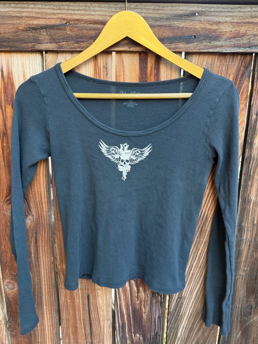 John Galt Brandy Melville Skull Wing Graphic Tee Medium